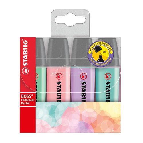 Estojo Caneta Marca Texto Boss Pastel Stabilo - 4 Cores (52.8200)