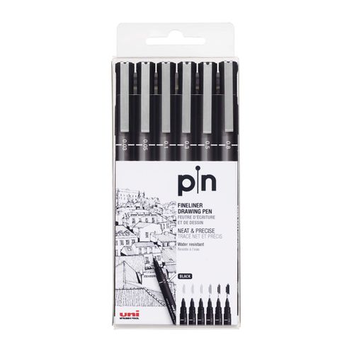 Estojo Uniball Canetas Uni Pin Fine Line Nanquim com 6 Pontas (56.5400)