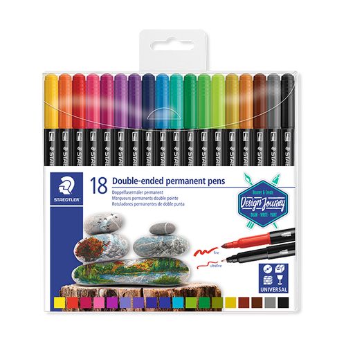 Estojo Staedtler Canetas Marsgraphic Duo - Permanente - Ponta Dupla - 18 cores (3187 TB18)