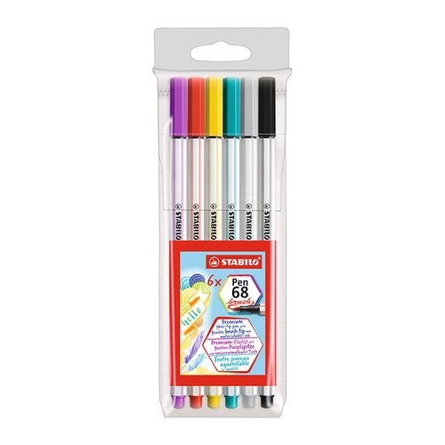 Estojo Stabilo Pen 68 Brush 568/06-11 - 6 cores - Stabilo (469.222)