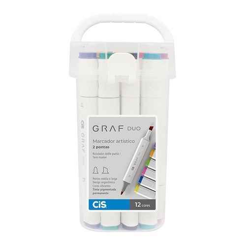 Estojo Marcador Artístico - Graf Duo - 12 cores Vibrantes - Cis (59.7800)