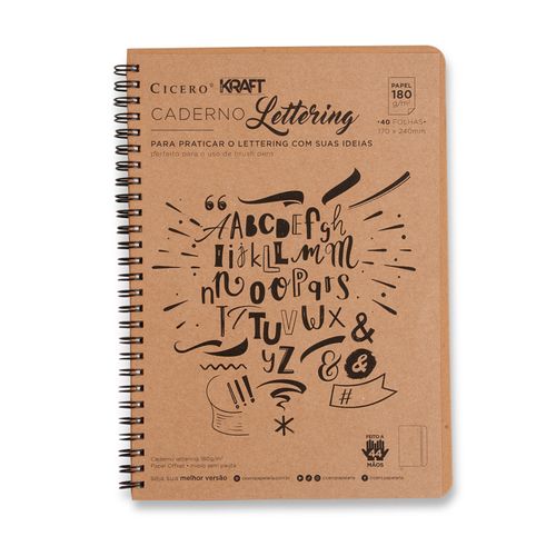 Caderno Kraft Lettering 180g 17x24 Kraft