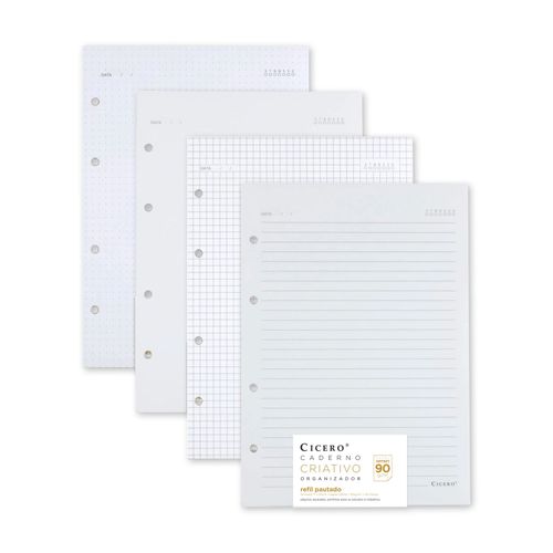 Kit de 4 refis OFFSET 90g 40 Folhas 17x24 - Miolos Variados