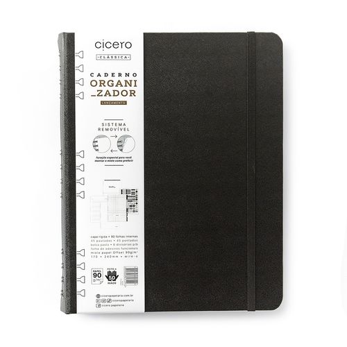 Caderno Organizador Duo Clássica Pautado & Pontado 17X24 Preta