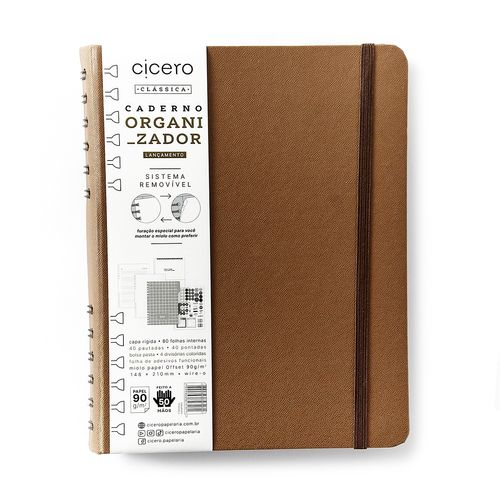 Caderno Organizador Duo Clássica Pautado & Pontado A5 Caramelo