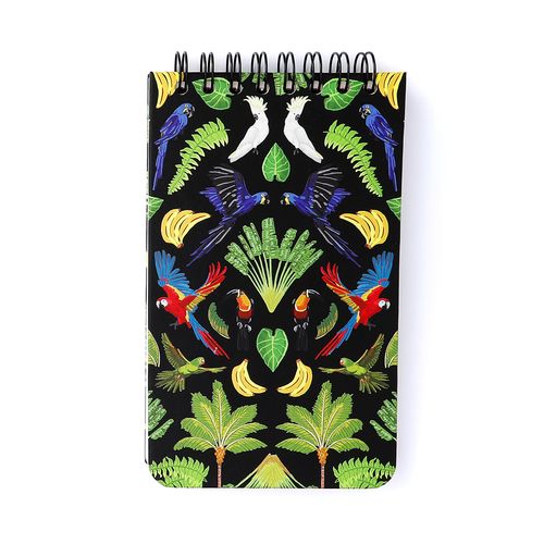 Bloco Wire-O Pássaros Pautado 12X20 Floresta Tropical Preto