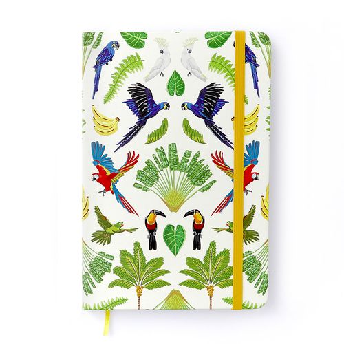 Caderneta Pássaros Sem Pauta 14X21 Floresta Tropical Branco