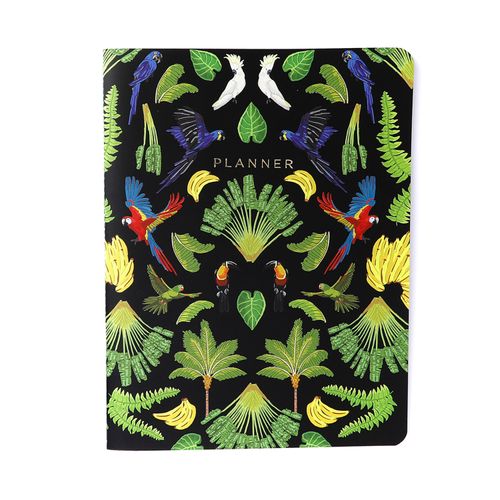 Planner Permanente Revista Planejamento Pássaros Mensal 19x25 Floresta Tropical Preto