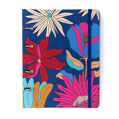 Caderno Criativo Argolado Pólen Pautado 17X24 Tropicália Azul