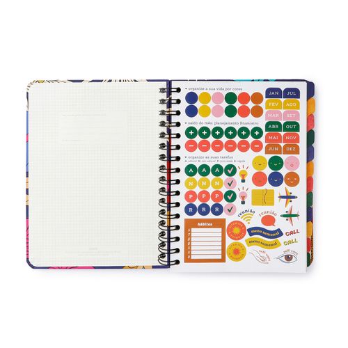 Planner Permanente Wire-o Pólen Semanal Notas A5 Tropicália Azul
