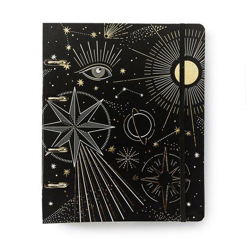 Caderno Criativo Argolado Astral Pautado 17X24 Espaço Tempo Preto