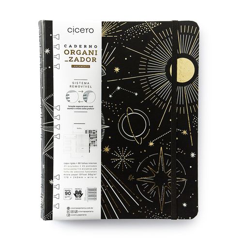 Caderno Organizador Duo Astral Pautado & Pontado 17X24 Espaço Tempo Preto