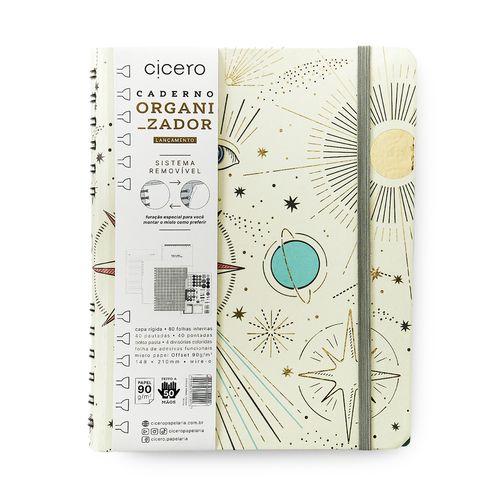Caderno Organizador Duo Astral Pautado & Pontado A5 Espaço Tempo Branco
