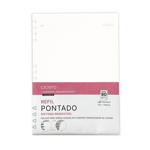Refil Caderno Organizador 40 Fls Offset 90G Pontado 17X24
