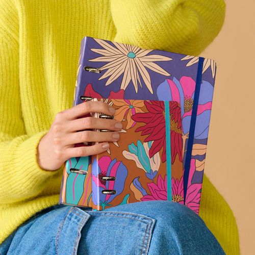 Caderno Criativo Argolado Pólen Pautado 17X24 Tropicália Azul