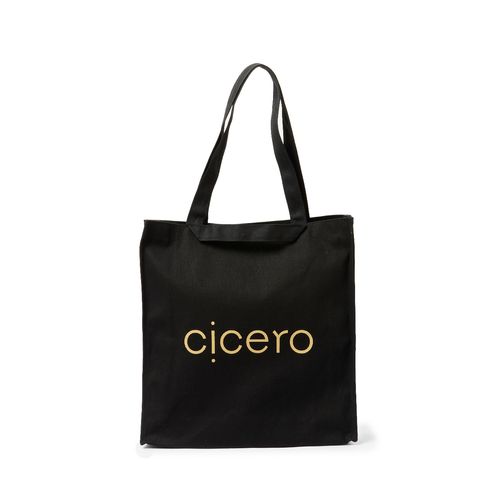 Totebag Cicero bolsa lona preta, silk ocre