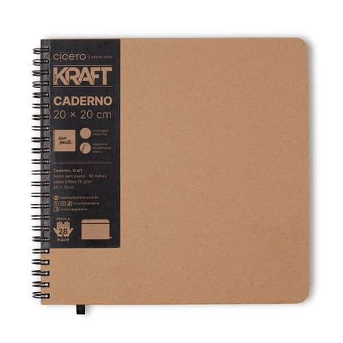 Caderno Kraft 20x20 Sem Pauta