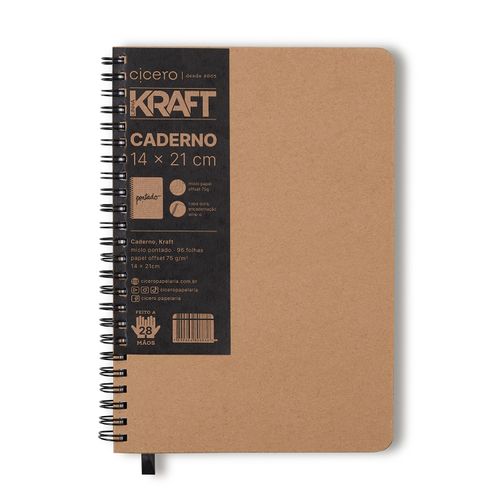 Caderno wire-o Kraft 14x21 - Kraft Pontado