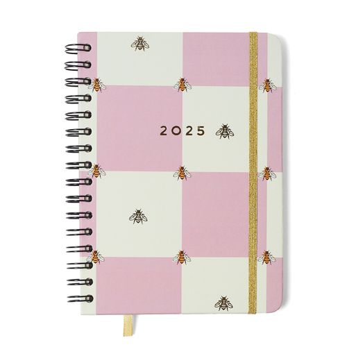 Agenda Planner Wire-o 2025 Melissa Semanal Anotações A5 Casa das Abelhas Rosê