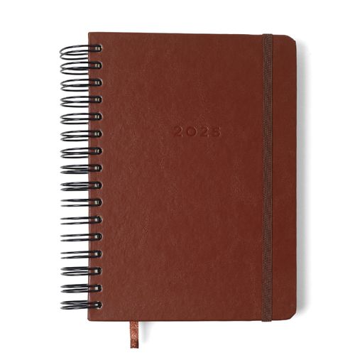 Agenda Planner Wire-o 2025 Clássica Diária A5 Café