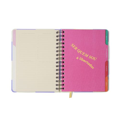 Agenda Planner Wire-o 2025 Melissa Semanal Notas c/ Divisórias A5 Casa das Abelhas Lilás