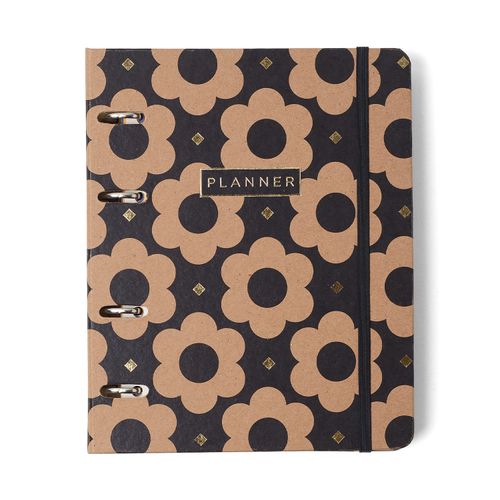 Agenda Planner Argolado 2025 Kraft Semanal Notas A5 Flores Max