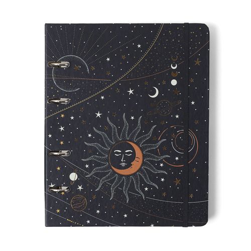 Caderno Criativo Argolado Astral Pautado 17x24 Eclipse Preto