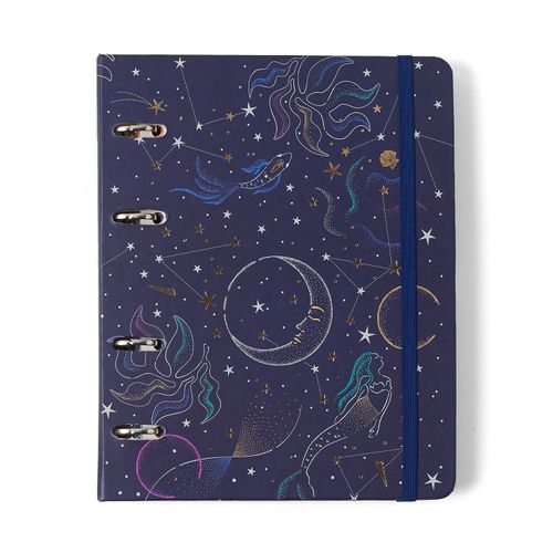 Caderno Criativo Argolado Office Duo Astral Pautado & Pontado A5 Maré Azul
