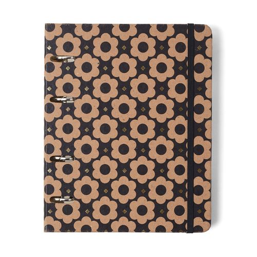 Caderno Criativo Argolado Office Duo Kraft Pautado & Pontado A5 Flores Mini