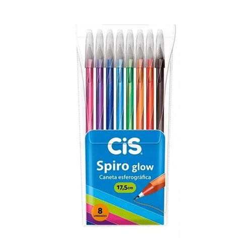 Caneta Esferográfica 0.7mm Spiro com 8 unidades CIS (76.1140)