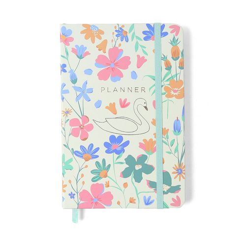 Planner Permanente Caderneta Lagoa 14X21 Cisne Floral Off White