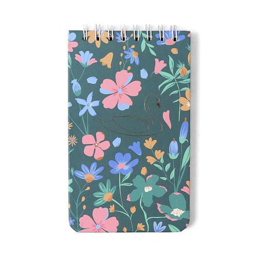 Bloco Wire-O Lagoa Pautado 12X20 Cisne Floral Verde