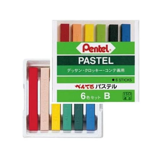 Giz Pastel Seco Pentel 06 Cores Básicas (GA-6BD)
