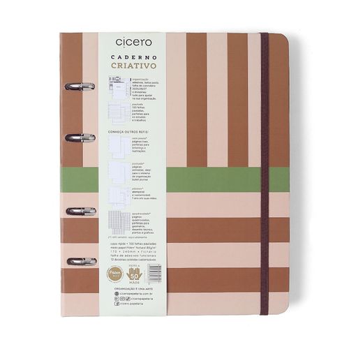 Caderno Criativo Argolado Mocha Pistache Pautado 17X24 Curto