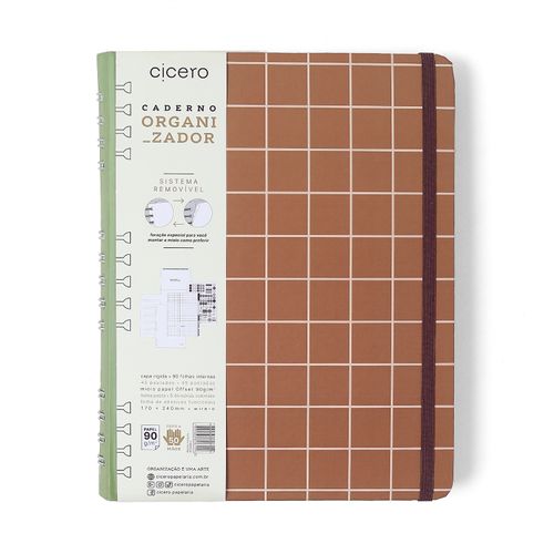 Caderno Organizador Mocha Pistache Pautado & Pontado 17x24 Chocolate