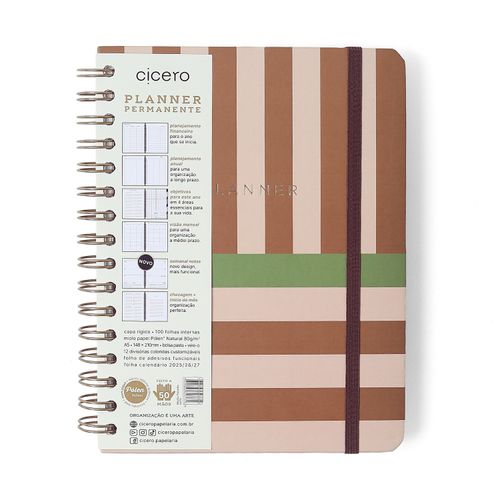 Planner Permanente Wire-o Mocha Pistache Semanal Notas A5 Curto