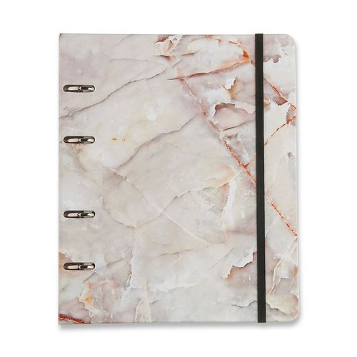 Caderno Criativo Argolado Minerais Pautado 17x24 Mármore Branco