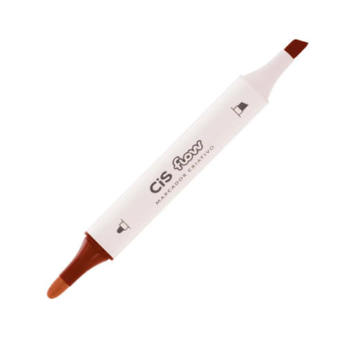 Marcador Permanente Criativo Ponta Dupla Cis Flow Marrom 38