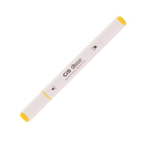 Marcador Permanente Criativo Ponta Dupla Cis Flow Amarelo 20