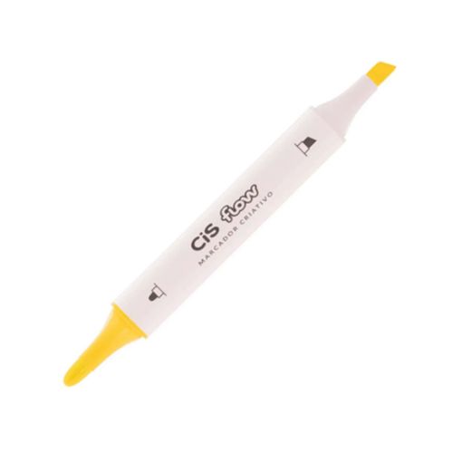 Marcador Permanente Criativo Ponta Dupla Cis Flow Amarelo 20