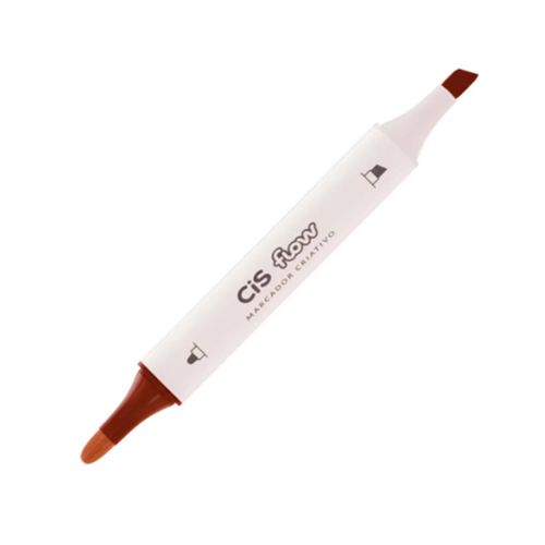 Marcador Permanente Criativo Ponta Dupla Cis Flow Marrom 38