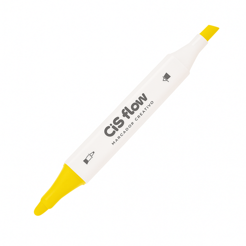 Marcador Permanente Criativo Ponta Dupla Cis Flow Amarelo 20