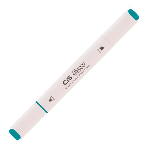 Marcador Permanente Criativo Ponta Dupla Cis Flow Verde Turquesa 66