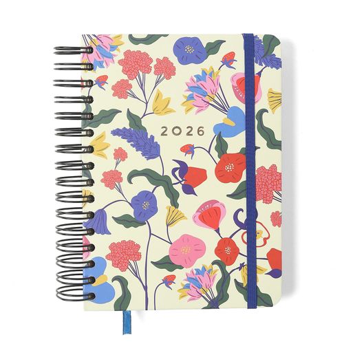 Agenda Planner Wire-o 2026 Doce Florada Diária A5 Off White