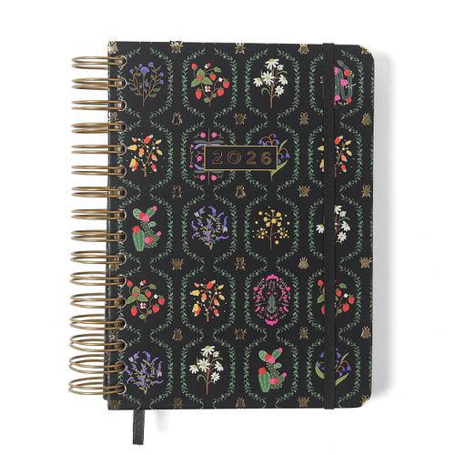 Agenda Planner Wire-o 2026 Jardim Diária A5 Preto