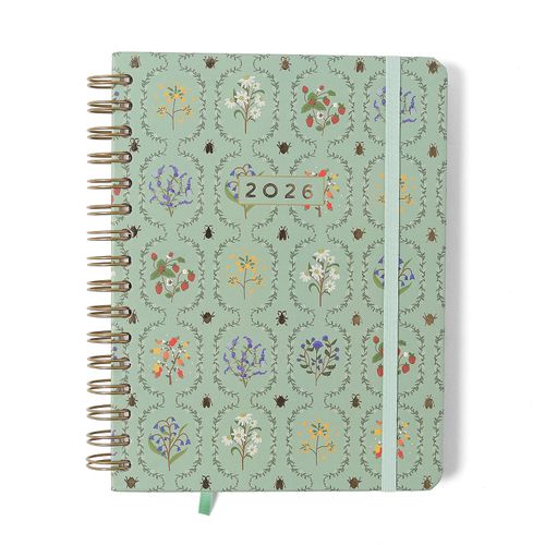 Agenda Planner Wire-o 2026 Jardim Semanal Notas c/ Divisórias A5 Verde