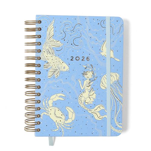 Agenda Planner Wire-o 2026 Origens Diária A5 Áqua Azul