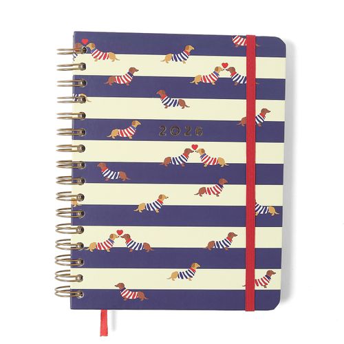 Agenda Planner Wire-o 2026 Praia Semanal Notas c/ Divisórias A5 Cachorros