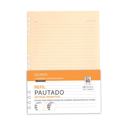 Refil Caderno Organizador 40 Fls Pólen 90G Pautado 17X24