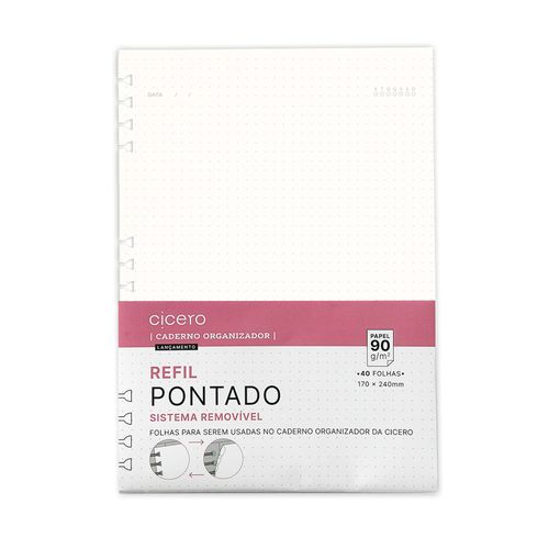 Refil Caderno Organizador 40 Fls Offset 90G Pontado 17X24